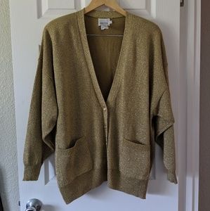 Vintage Metallic Gold Lurex Holiday Sweater EUC